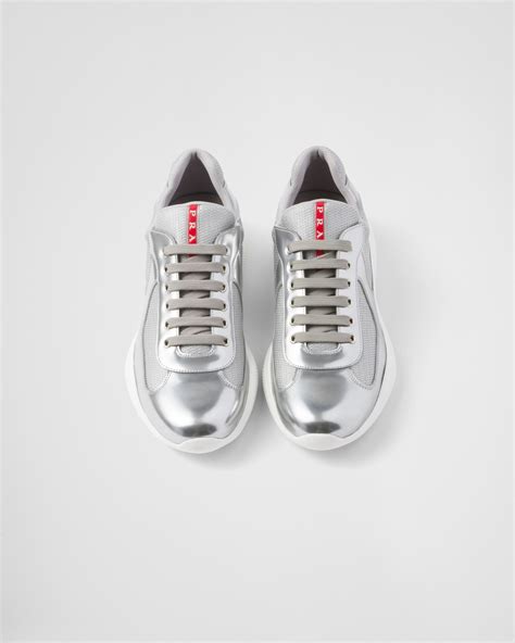 Mango/silver Prada America's Cup Sneakers 